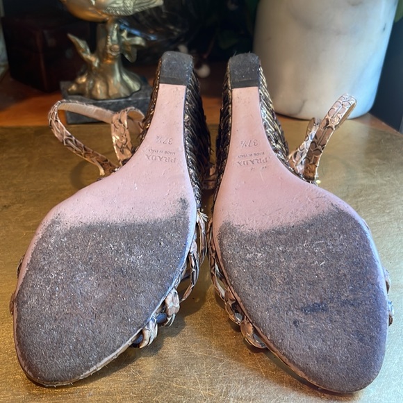 Prada Raffia Wedge Sandal in Snakeskin - Picture 14 of 16